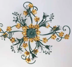 Casa Padrino Barock Deckenleuchte B. 125 x T. 96 cm 12-flammig - Handgefertigte Leuchte aus Italien - Barock Leuchten