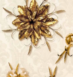 Casa Padrino Barock Deckenleuchte Gold Ø 58 x T. 24 cm 8-flammig - Handgefertigte Leuchte aus Italien - Barock Leuchten