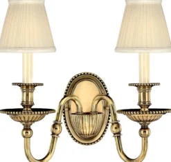 Casa Padrino Barock Doppel Messing Wandleuchte 34,5 x 19,5 x H. 27,5 cm - Prunkvolle Hotel & Restaurant Wandlampe im Barockstil - Luxus Qualität