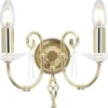 Casa Padrino Barock Doppel Wandleuchte Messing 32 x 17,5 x H. 22 cm - Elegante Wohnzimmer Wandlampe - Wandleuchten im Barockstil