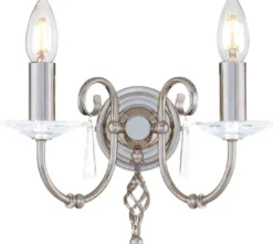 Casa Padrino Barock Doppel Wandleuchte Silber 32 x 17,5 x H. 22 cm - Elegante Wohnzimmer Wandlampe - Wandleuchten im Barockstil