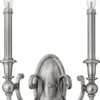 Casa Padrino Barock Doppel Wandleuchte Antik Silber 34,9 x 16,5 x H. 38,1 cm - Elegante Hotel & Restaurant Wandlampe - Barock & Jugendstil Wandleuchten