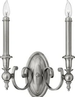 Casa Padrino Barock Doppel Wandleuchte Antik Silber 34,9 x 16,5 x H. 38,1 cm - Elegante Hotel & Restaurant Wandlampe - Barock & Jugendstil Wandleuchten