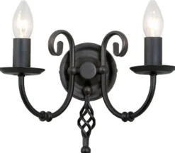 Casa Padrino Barock Doppel Wandleuchte Schwarz 35 x 22 x H. 27 cm - Elegante Stahl Wandlampe - Wandleuchten im Barockstil