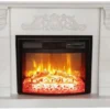 Casa Padrino Barock Elektrokamin Weiß / Schwarz 120 x 33 x H. 104 cm - Wohnzimmer Deko Kamin mit Fernbedienung - Wohnzimmer Möbel im Barockstil - Barock Möbel - Barock Elektro Kamine