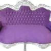 Casa Padrino Barock 2-er Sofa King Lila / Silber mit Bling Bling Glitzersteinen