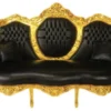 Casa Padrino Barock 3er Sofa King Schwarz Lederoptik / Gold - Luxus Couch 180 x 120 x 70 cm