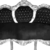 Casa Padrino Barock 3-er Sofa "King" Schwarz/Silber mit Bling Bling Glitzersteinen Möbel