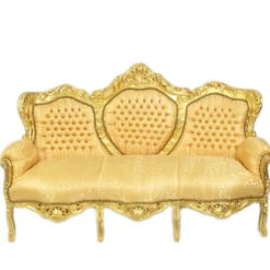 Casa Padrino Barock 3-er Sofa "King" Gold Muster / Gold - Möbel Barock