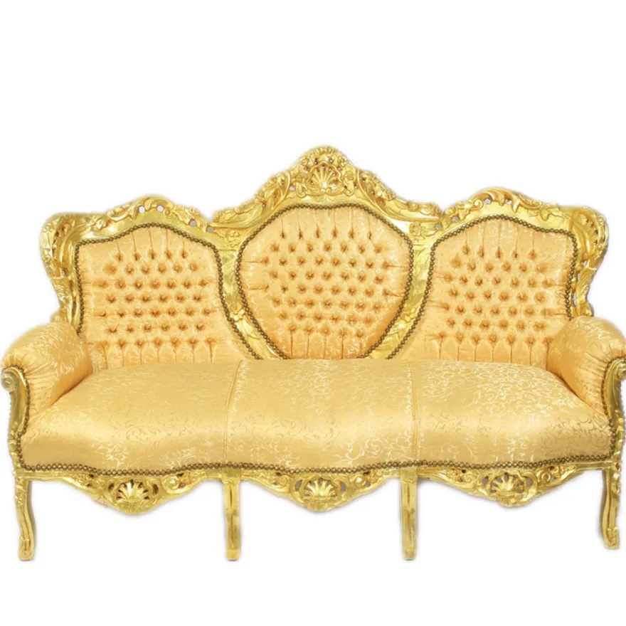 Casa Padrino Barock 3-er Sofa "King" Gold Muster / Gold - Möbel Barock