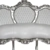 Casa Padrino Barock 3er Sofa King Weiß / Silber 184 x 81 x 125 cm - Luxus Wohnzimmer Möbel