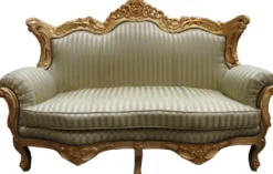 Casa Padrino Barock 2er Sofa Master Jadegrün / Beige / Gold - Breite 182 cm - Luxuriöse Wohnzimmer Couch