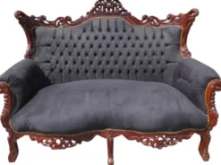 Casa Padrino Barock 2-er Sofa Master im Antik Stil, Massivholz in Schwarz und Braun, 168 x 128 x 70 cm
