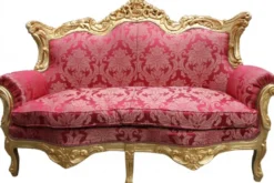 Casa Padrino Barock 2er Sofa Master Bordeaux Muster / Gold - Handgefertigte Luxus Couch im Antik Stil, 182 x 125 x 60 cm