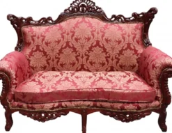 Casa Padrino Barock 2er Sofa Master im prunkvollen Design Bordeaux Muster / Braunrot 182 x 90 x 135 cm