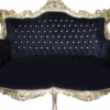 Casa Padrino Barock 2-er Sofa Master Schwarz / Gold mit Bling Bling Glitzersteinen - Breite 160 cm