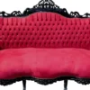 Casa Padrino Barock 3er Sofa Master Bordeaux Rot / Schwarz, Breite 210 cm, Höhe 135 cm, Tiefe 90 cm