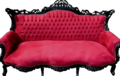 Casa Padrino Barock 3er Sofa Master Bordeaux Rot / Schwarz, Breite 210 cm, Höhe 135 cm, Tiefe 90 cm