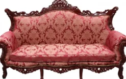 Casa Padrino Barock 3er Sofa Master Bordeaux Muster / Braunrot - Breite 210 cm - Luxuriöse Wohnzimmer Couch