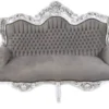 Casa Padrino Barock 2er Sofa Master Grau / Silber - Möbel