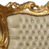 Casa Padrino Barock 3er Sofa Master Creme Lederoptik / Gold mit Bling Bling Glitzersteinen, Breite 210 cm