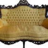 Casa Padrino Barock 2-er Sofa Master Gold Muster / Mahagoni Braun - 168 x 128 x 70 cm