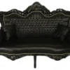 Casa Padrino Barock 2er Sofa Master Schwarz Lederoptik mit Bling Bling Glitzersteinen, Breite 160 cm