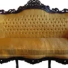 Casa Padrino Barock 3er Sofa mit Gold Muster und Mahagoni braunem Massivholzrahmen, 210 x 135 x 90 cm