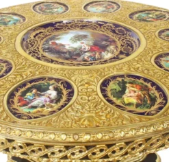 Casa Padrino Barock Esstisch Dunkelbraun / Mehrfarbig / Gold - Prunkvoller Massivholz Esszimmertisch im Barockstil - Barock Esszimmer Möbel - Edel & Prunkvoll