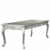 Casa Padrino Barock Esstisch, prunkvoller Esszimmertisch in Silber, Massivholz mit Glasplatte, 180 x 88 x 84 cm