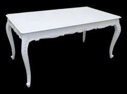 Casa Padrino Barock Esstisch im Antikstil Weiss glänzend, 140 x 90 x 84 cm