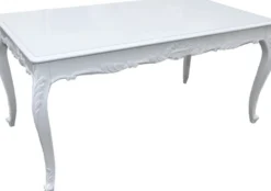 Casa Padrino Barock Esstisch im Antikstil Weiss glänzend, 140 x 90 x 84 cm