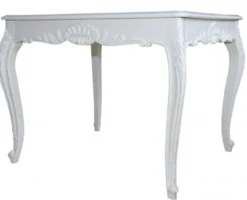 Casa Padrino Barock Esstisch Weiss 100 cm x 90 cm - Massivholz Esszimmertisch im Antik Stil