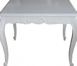 Casa Padrino Barock Esstisch Weiss 100 cm x 90 cm - Massivholz Esszimmertisch im Antik Stil