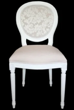 Casa Padrino Barock Esszimmer Stuhl ohne Armlehne Creme / Weiß - Designer Stuhl - Luxus Qualität
