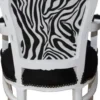 Casa Padrino Barock Esszimmer Stuhl mit Armlehnen Schwarz / Zebra / Weiß - Massivholz, 108 x 53 x 57 cm
