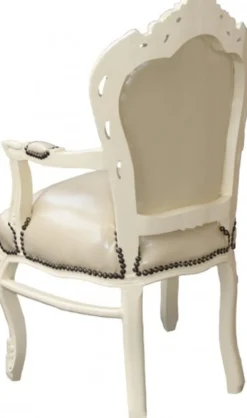 Casa Padrino Barock Esszimmerstuhl mit Armlehnen Creme / Creme