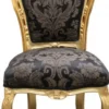 Casa Padrino Barock Esszimmer Stuhl Schwarz Muster / Gold - Antik Möbel