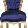 Casa Padrino Barock Esszimmerstuhl Royal Blau / Gold ohne Armlehnen Mod2