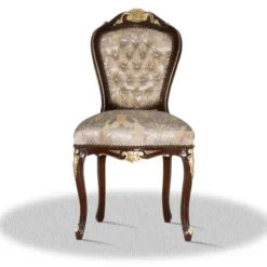 Casa Padrino Barock Esszimmerstuhl Braun Gold Silber - Antik Stil Möbel