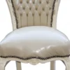Casa Padrino Barock Esszimmer Stuhl Creme/Creme Lederoptik - Möbel Antik Stil