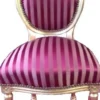 Casa Padrino Barock Esszimmer Stuhl Bordeauxrot / Violett Streifen / Gold Mod2 / Rund
