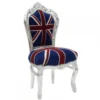 Casa Padrino Barock Esszimmer Stuhl Union Jack / Silber - Möbel Antik Stil