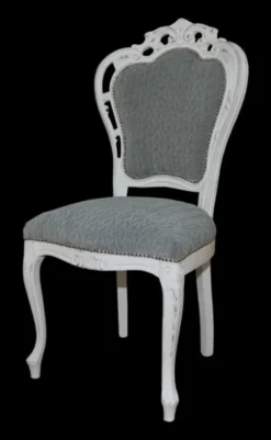 Casa Padrino Barock Esszimmer Stuhl ohne Armlehnen Grau / Antik Weiß - Designer Stuhl - Luxus Qualität