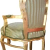 Casa Padrino Barock Esszimmer Stuhl Grün / Creme Streifen / Gold mit Armlehnen - Antik Möbel