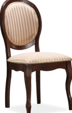 Casa Padrino Barock Esszimmer Stuhl Beige / Gold / Dunkelbraun 47 x 44 x H. 97 cm - Gestreifter Küchenstuhl im Barockstil - Barock Möbel