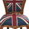 Casa Padrino Barock Esszimmer Stuhl Union Jack / Braun - Möbel Antik Stil