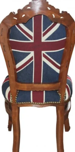 Casa Padrino Barock Esszimmer Stuhl Union Jack / Braun - Möbel Antik Stil