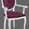 Casa Padrino Barock Esszimmerstuhl Lila / Weiß - Handgefertigter Antik Stil Stuhl mit Armlehnen - Esszimmer Möbel im Barockstil