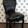 Casa Padrino Barock Esszimmer Stuhl Schwarz / Schwarz Lederoptik - Möbel Antik Stil